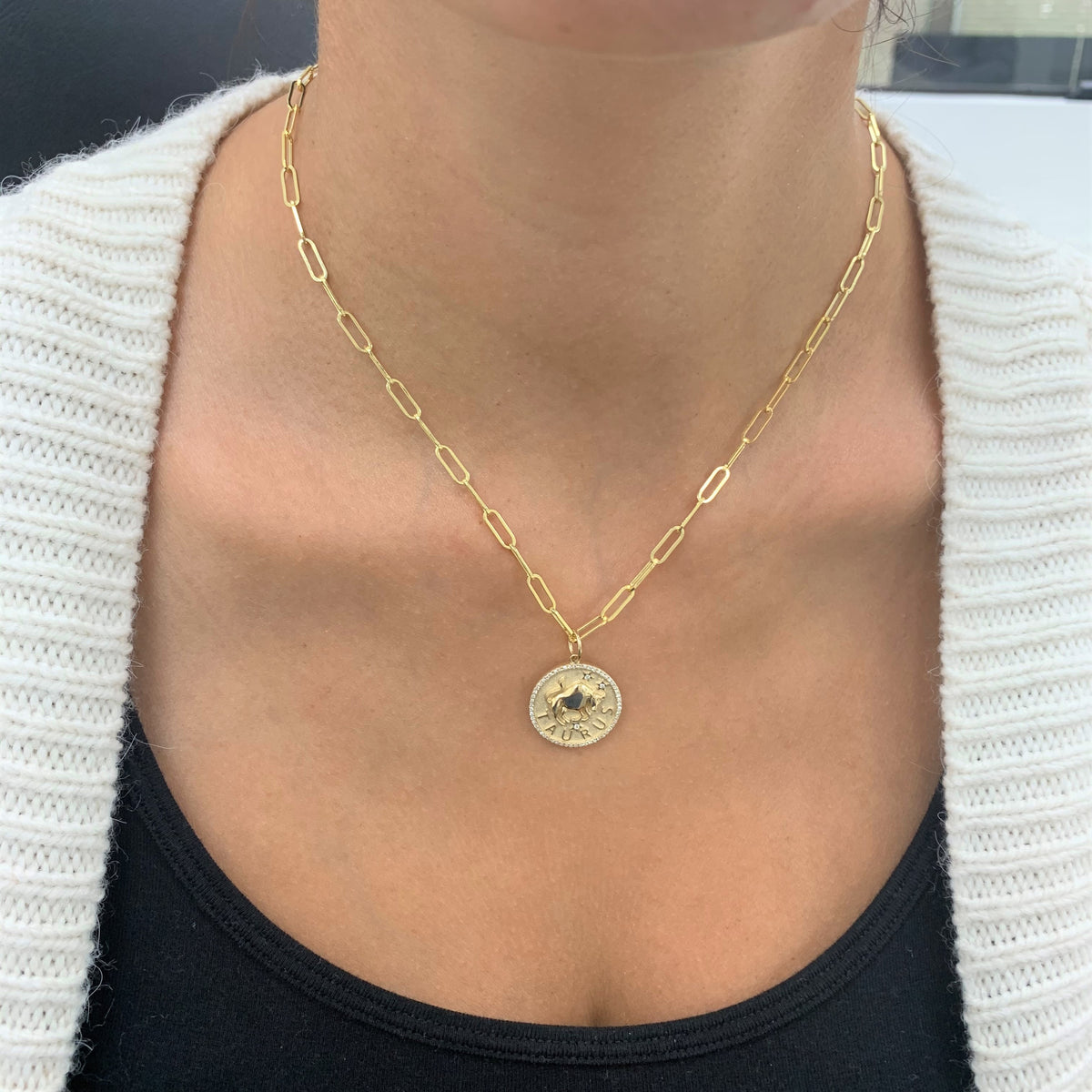 myGemma Taurus Zodiac Diamond Necklace in 14KT Yellow Gold av