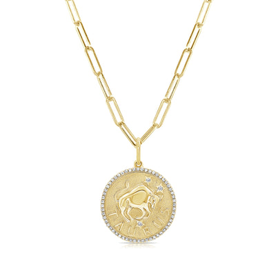 myGemma Taurus Zodiac Diamond Necklace in 14KT Yellow Gold fv
