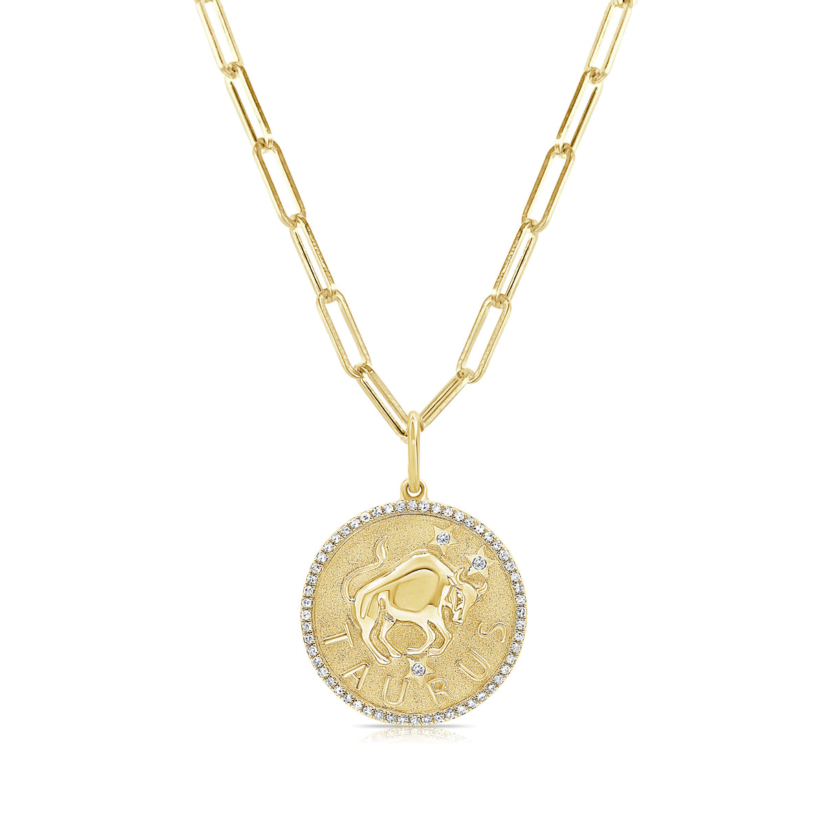 myGemma Taurus Zodiac Diamond Necklace in 14KT Yellow Gold fv