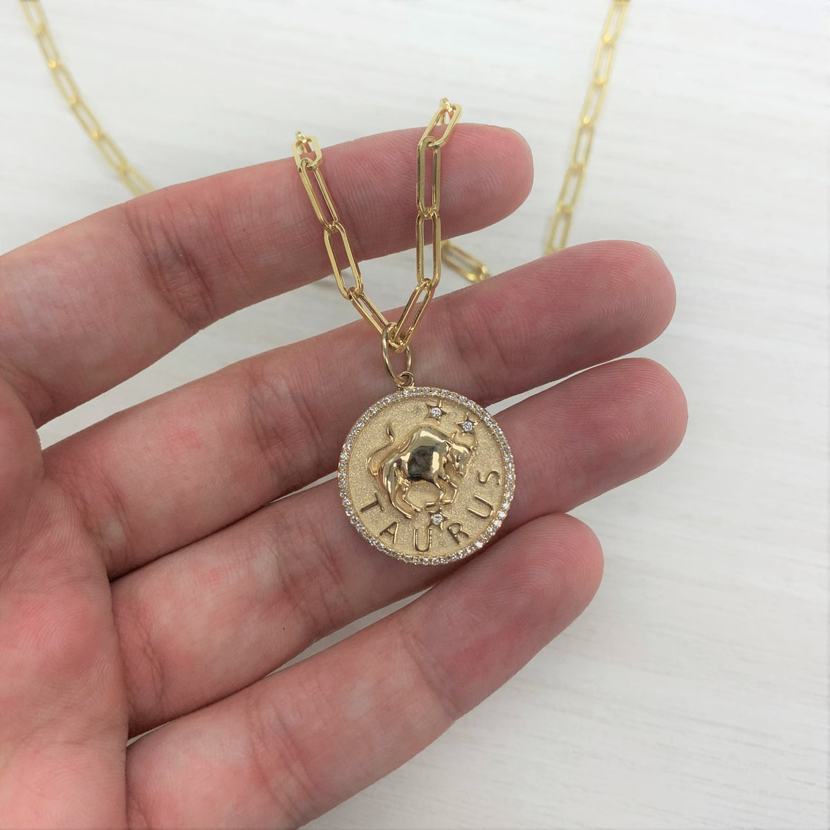 myGemma Taurus Zodiac Diamond Necklace in 14KT Yellow Gold sv