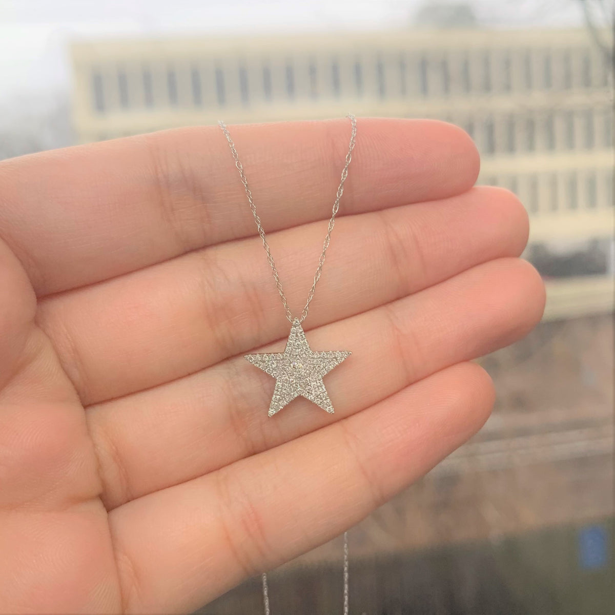 myGemma Diamond Star Necklace in 14K White Gold sv