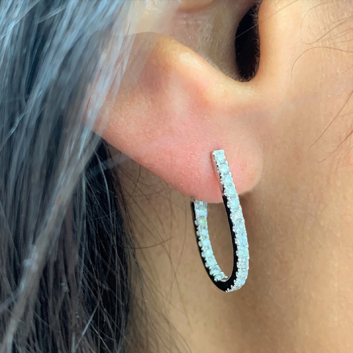 myGemma Diamond Pear Shape Hoop Earrings in 14K White Gold av