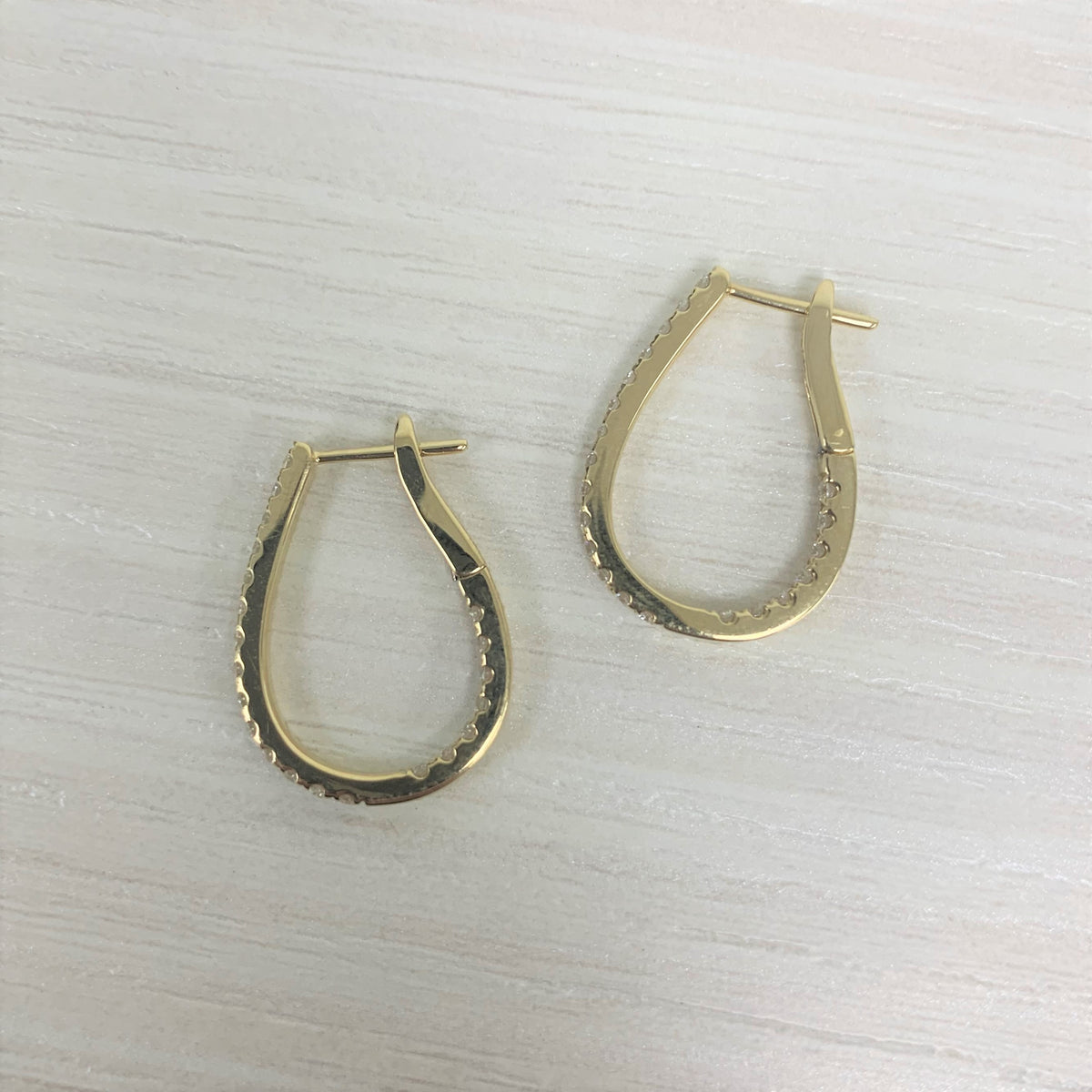 myGemma Diamond Pear Shape Hoop Earrings in 14K White Gold sv