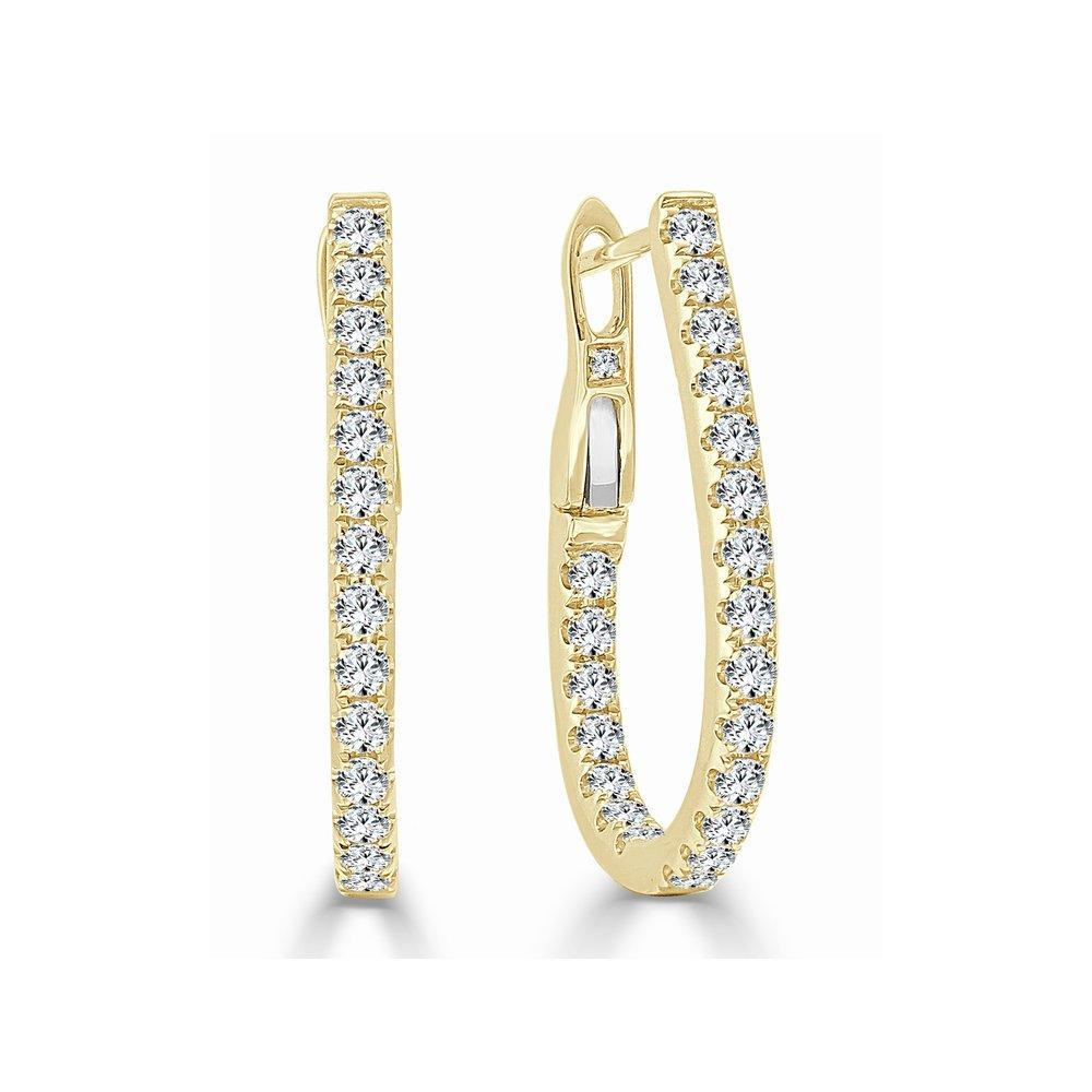 myGemma Diamond Pear Shape Hoop Earrings in 14K Yellow Gold fv
