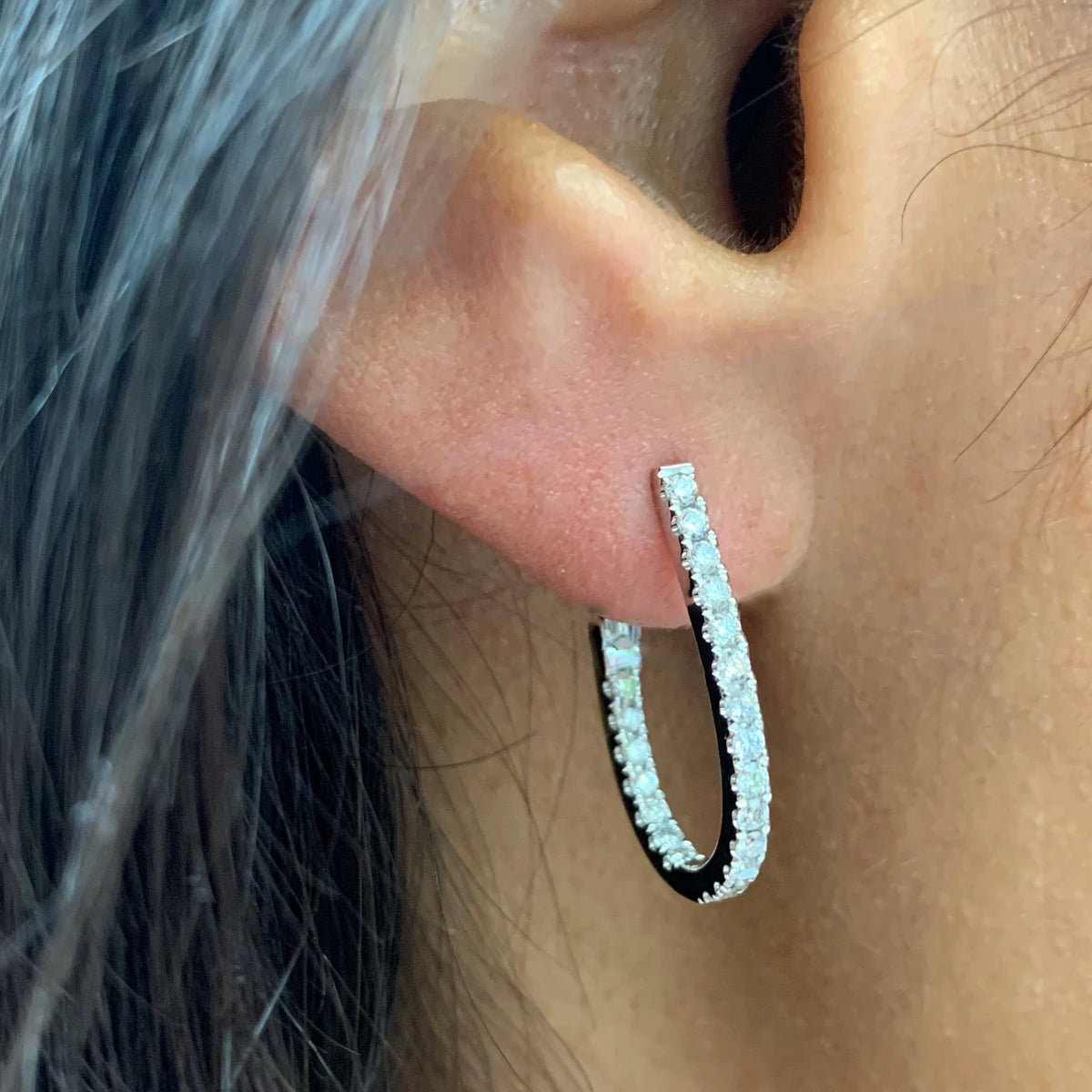 myGemma Diamond Pear Shape Hoop Earrings in 14K Yellow Gold