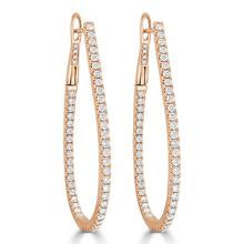 myGemma Inside Out Diamond Hoop Earrings in 14K Rose Gold 1.60 ctw fv
