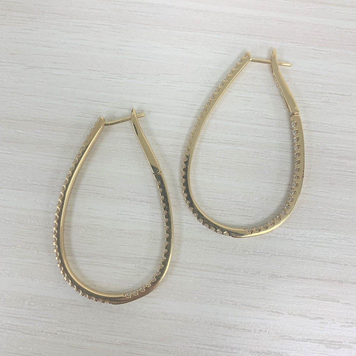 myGemma Inside Out Diamond Hoop Earrings in 14K Rose Gold 1.60 ctw sv