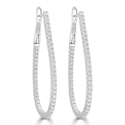 myGemma Inside Out Diamond Hoop Earrings in 14K White Gold 1.60 ctw fv