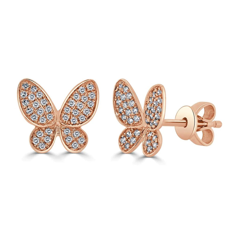 Sabrina Designs Co. Diamond Butterfly Stud Earrings in 14K Rose Gold (0.20 CTW) fv