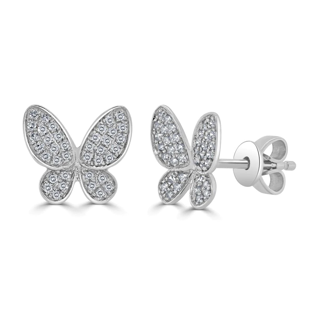 Sabrina Designs Co. Diamond Butterfly Stud Earrings in 14K White Gold (0.20 CTW) fv
