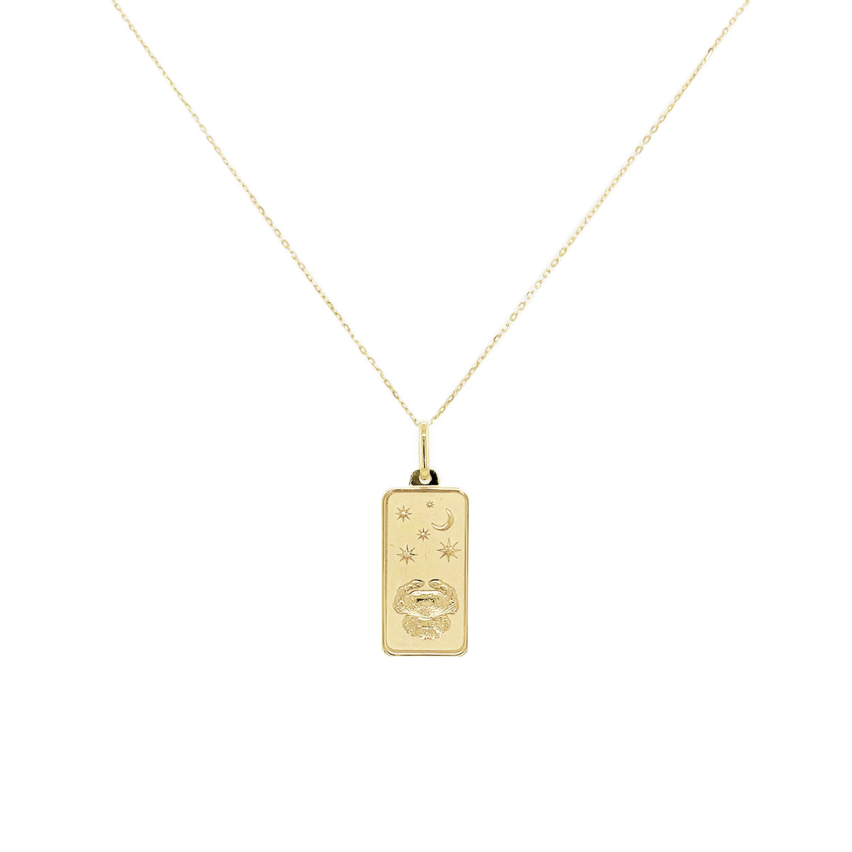 Sabrina Designs Co. Cancer Zodiac Dog Tag Necklace in 14K Yellow Gold fv