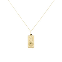 Sabrina Designs Co. Leo Zodiac Dog Tag Necklace in 14K Yellow Gold fv