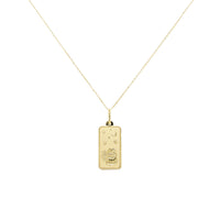 Sabrina Designs Co. Sagittarius Zodiac Dog Tag Necklace in 14K Yellow Gold fv