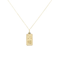 Sabrina Designs Co. Virgo Zodiac Dog Tag Necklace in 14K Yellow Gold fv