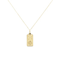 Sabrina Designs Co. Pisces Zodiac Dog Tag Necklace in 14K Yellow Gold fv