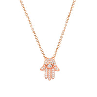 Sabrina Designs Co. Diamond Evil Eye Hamsa Necklace in 14K Rose Gold (0.11 CTW) fv