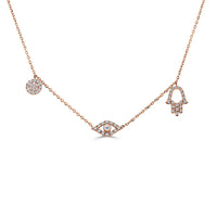 Sabrina Designs Co. Diamond Evil Eye Charm Necklace in 14K Rose Gold (0.23 CTW) fv