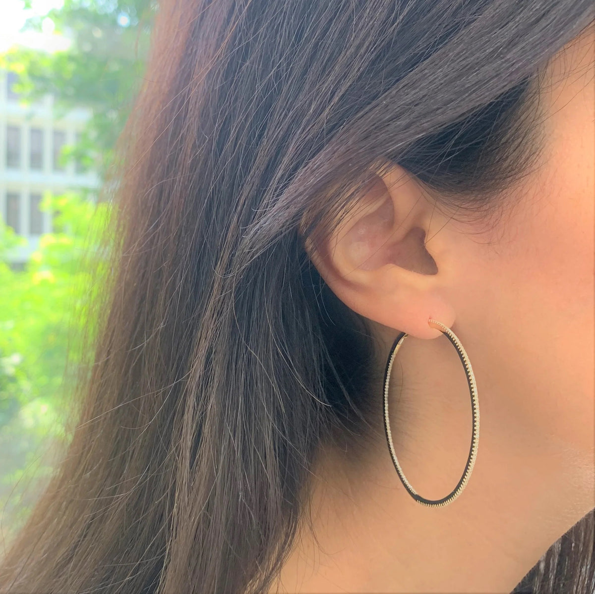 Sabrina Designs Co. Diamond Skinny Hoop Earrings in 14K White Gold (0.68 CTW) lv