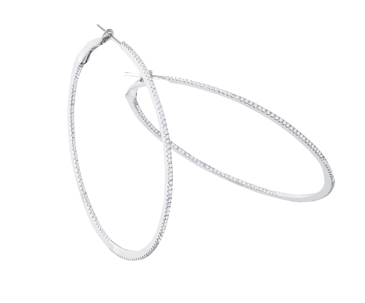 Sabrina Designs Co. Diamond Skinny Hoop Earrings in 14K White Gold (0.68 CTW) rv