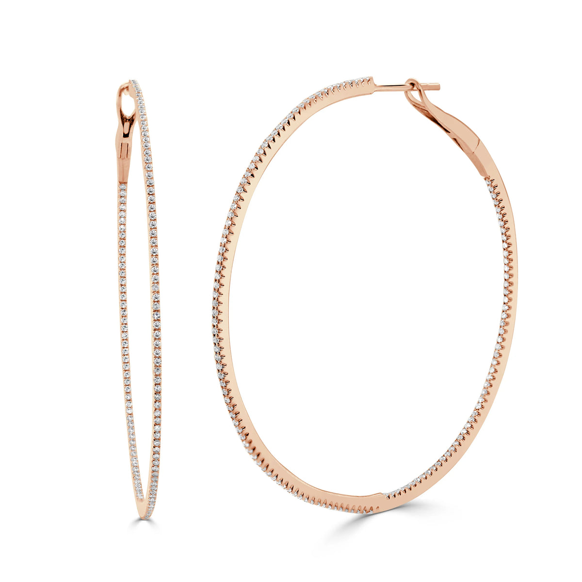 Sabrina Designs Co. Diamond Skinny Hoop Earrings in 14K Rose Gold (0.68 CTW) fv