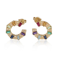 myGemma Yellow Gold Diamond & Rainbow Gemstone Earrings fv