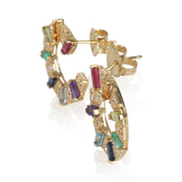 myGemma Yellow Gold Diamond & Rainbow Gemstone Earrings sv