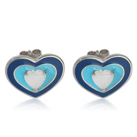 myGemma White Gold Opal Blue Enamel Earrings fv