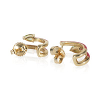myGemma Yellow Gold Peridot & Pink Enamel J Hoop Earrings bv