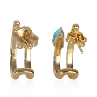 myGemma Yellow Gold Turquoise & Tan Enamel J Hoop Earrings av