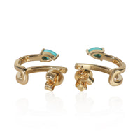 myGemma Yellow Gold Turquoise & Tan Enamel J Hoop Earrings bv