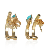 myGemma Yellow Gold Turquoise & Tan Enamel J Hoop Earrings pv