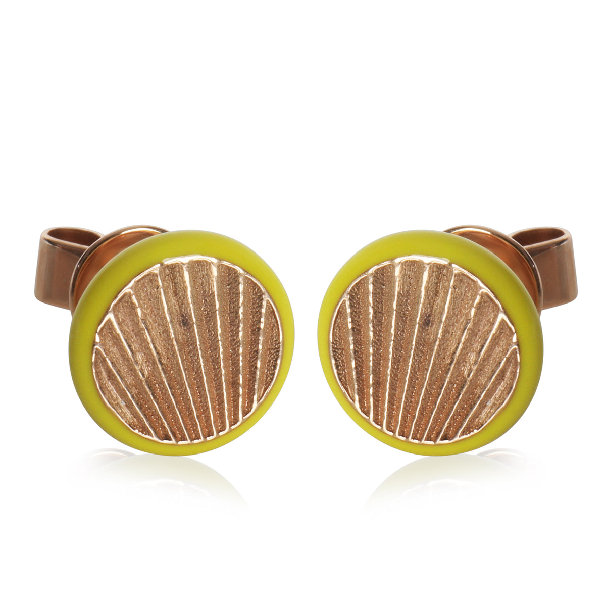 myGemma Rose Gold  Yellow Enamel Earrings fv