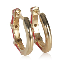 myGemma Yellow Gold Diamond Red Enamel Huggie Earrings pv
