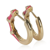 myGemma Yellow Gold Diamond Fuchsia Enamel Huggie Earrings bv