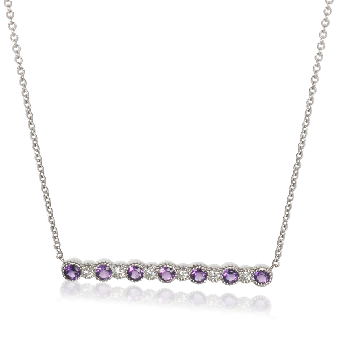 myGemma White Gold Amethyst and Diamond Pendant fv