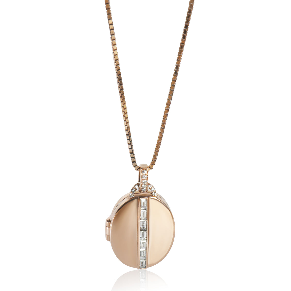 myGemma Rose Gold Diamond Oval Locket Pendant fv