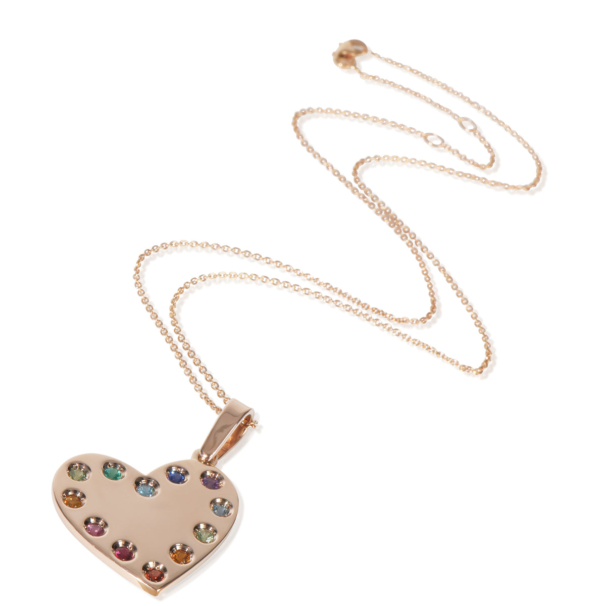myGemma Rose Gold  Heart With Rainbow Gemstones Pendant pv