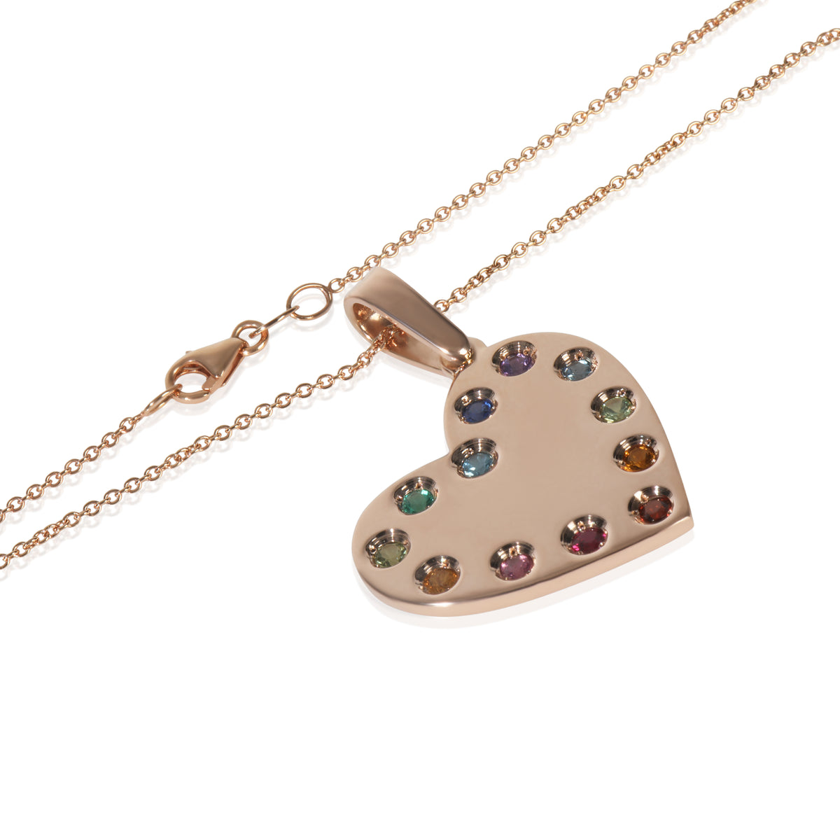 myGemma Rose Gold  Heart With Rainbow Gemstones Pendant sv