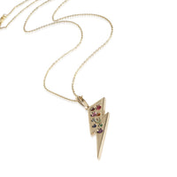 myGemma Yellow Gold  Lightening Bolt With Rainbow Gemstones Pendant pv