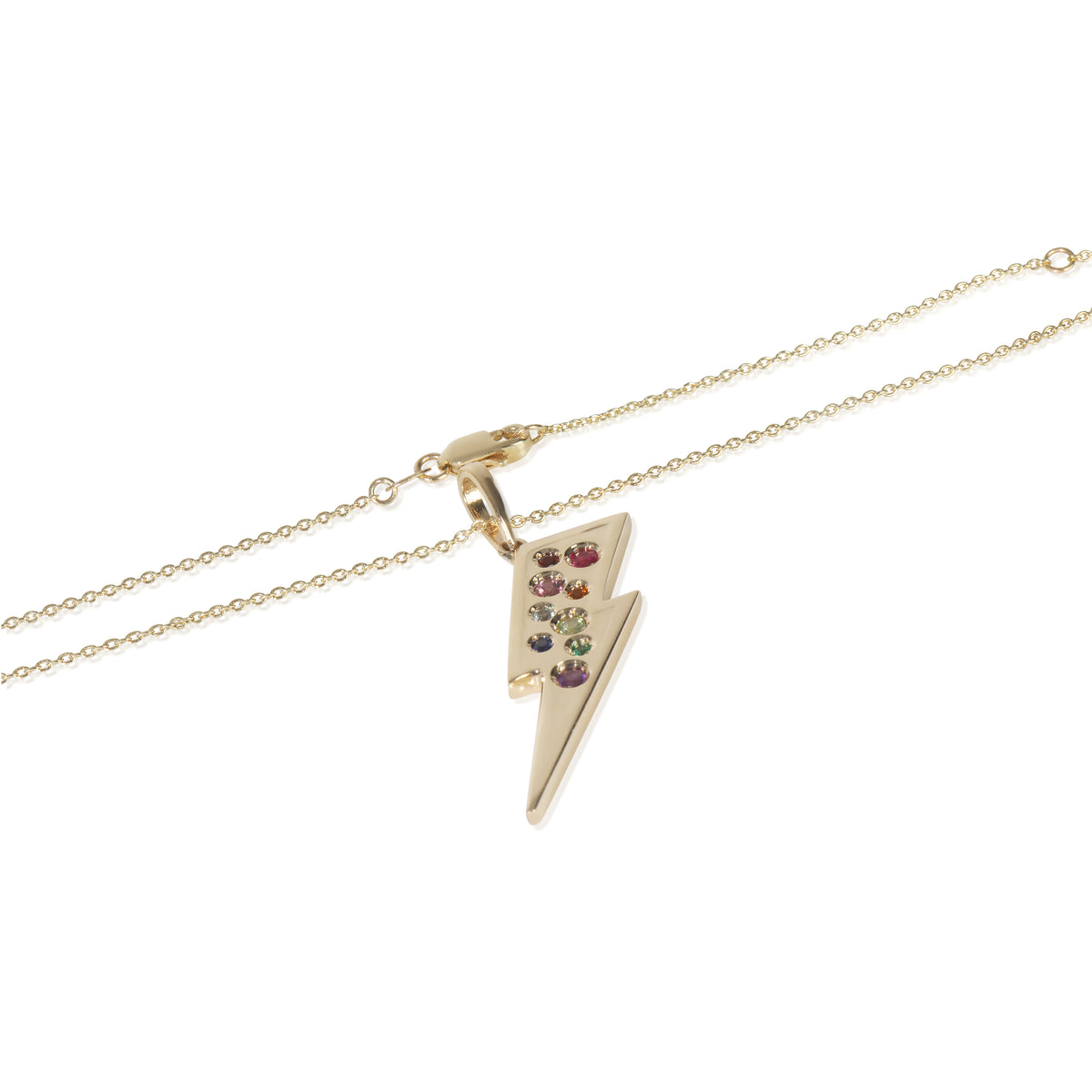 myGemma Yellow Gold  Lightening Bolt With Rainbow Gemstones Pendant sv