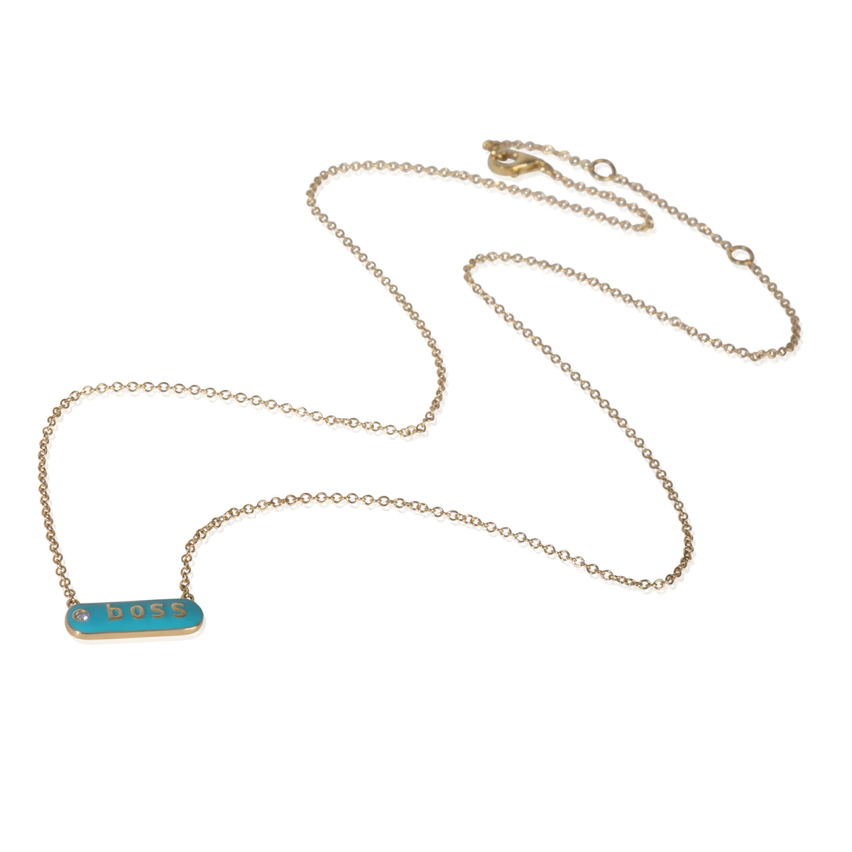 myGemma Yellow Gold Diamond Blue Enamel Boss Pendant pv