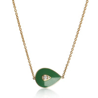 myGemma Yellow Gold Diamond Green Enamel Pendant fv