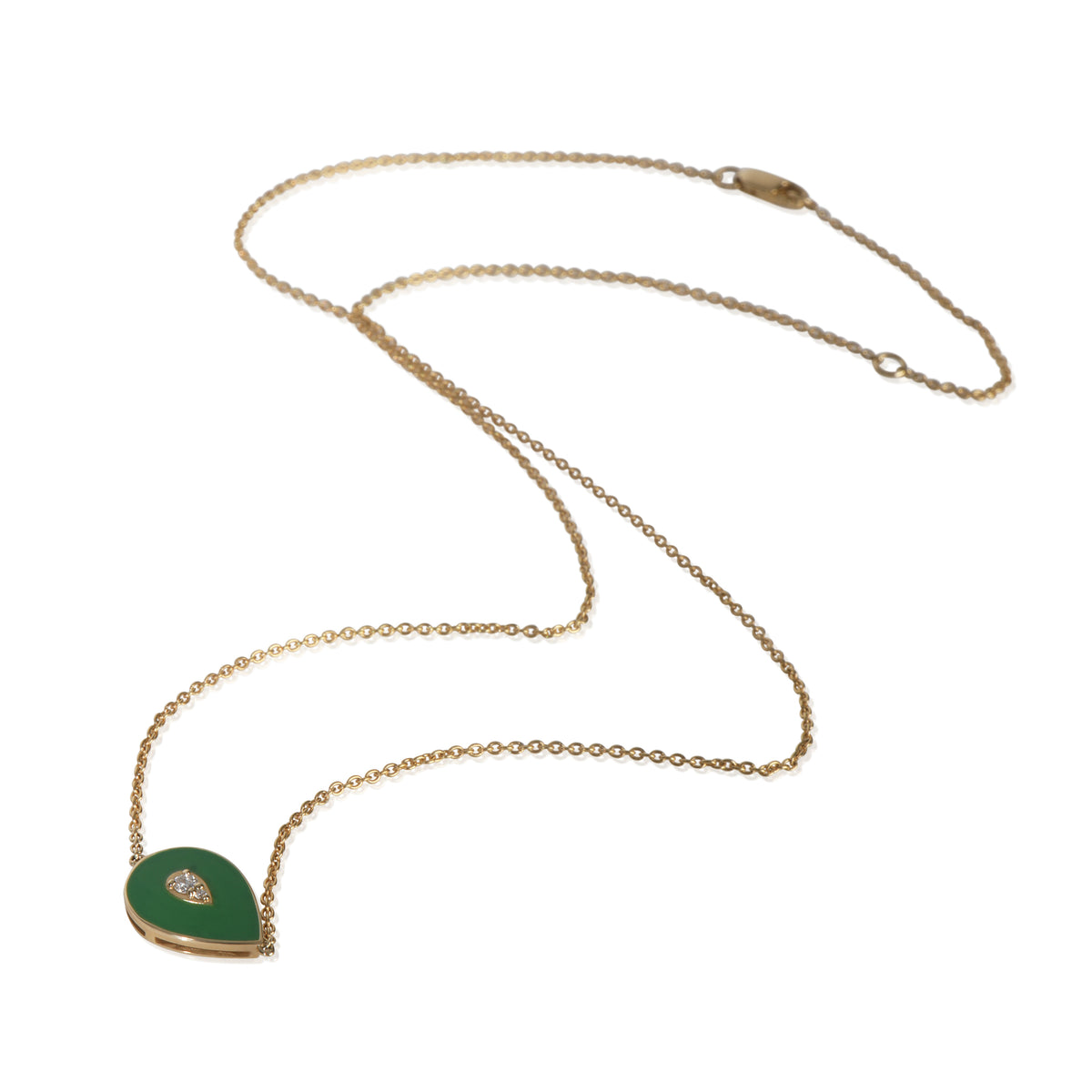 myGemma Yellow Gold Diamond Green Enamel Pendant pv