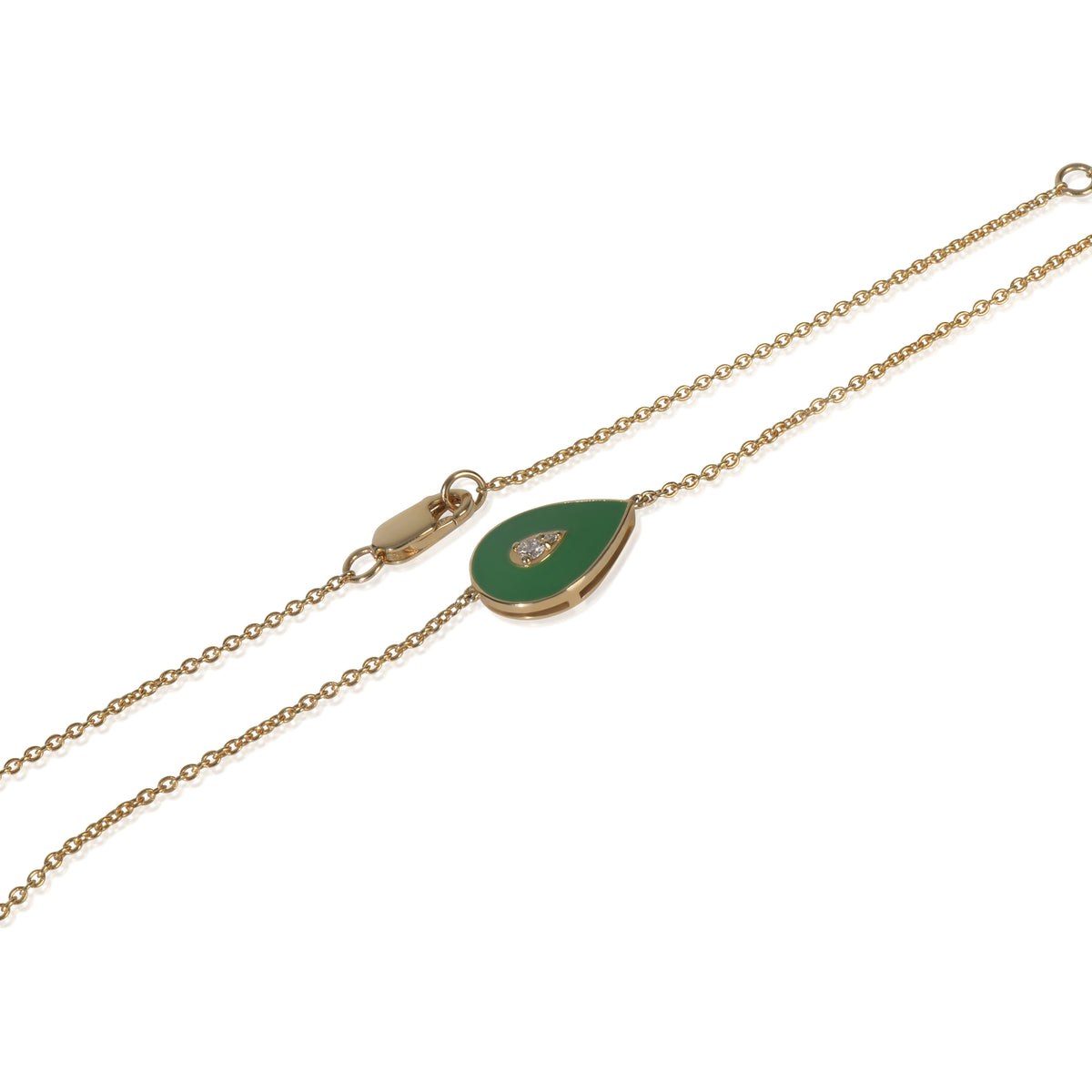 myGemma Yellow Gold Diamond Green Enamel Pendant sv