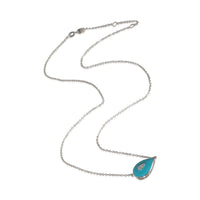 myGemma White Gold Diamond Teal Enamel Pendant pv