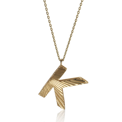 myGemma Yellow Gold  Sunburst Initial K Pendant fv