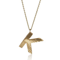 myGemma Yellow Gold  Sunburst Initial K Pendant fv