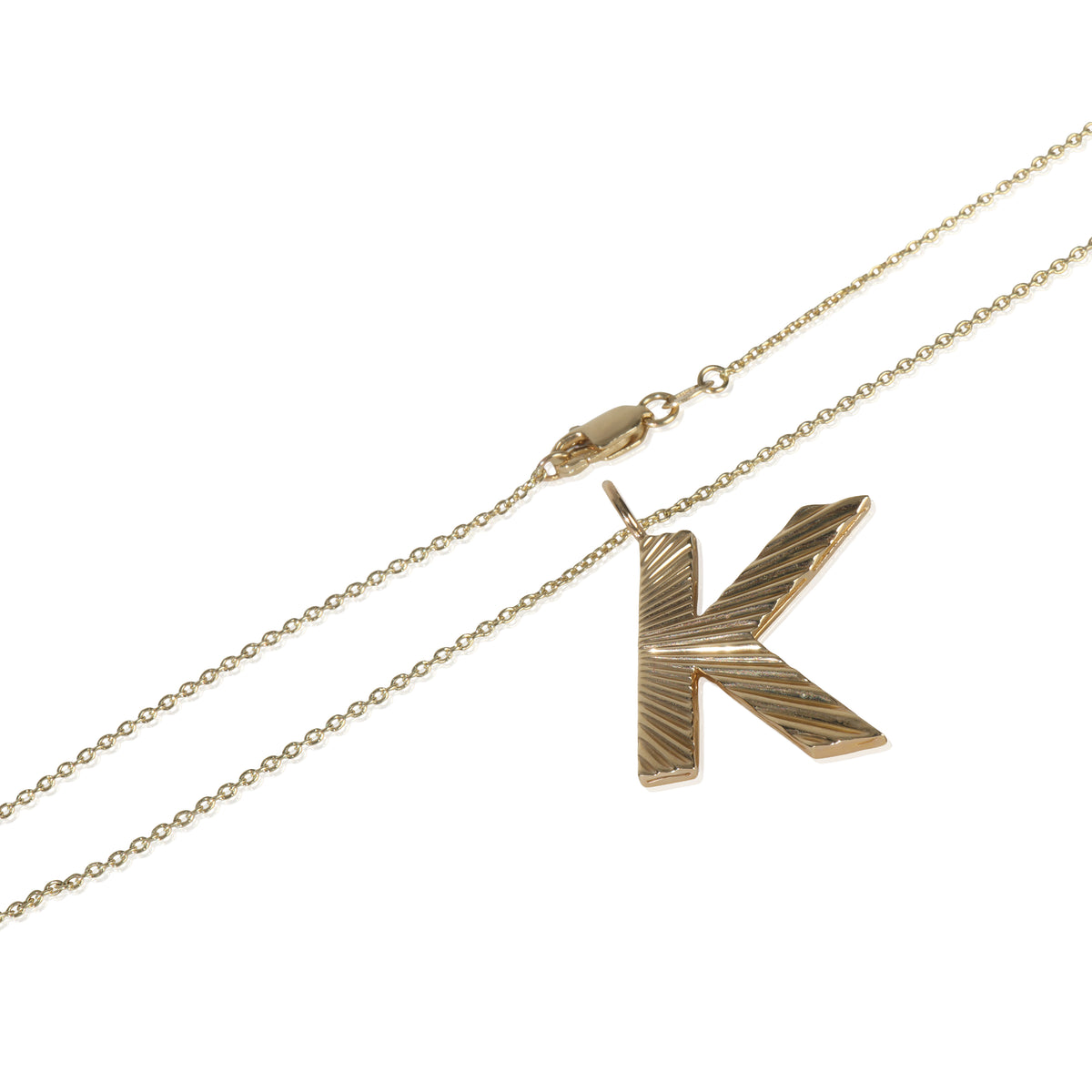 myGemma Yellow Gold  Sunburst Initial K Pendant sv