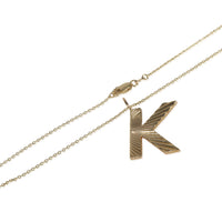 myGemma Yellow Gold  Sunburst Initial K Pendant sv