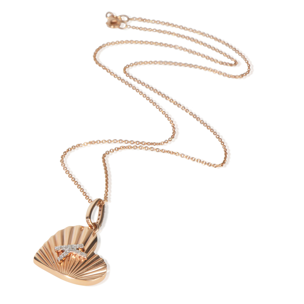 myGemma Rose Gold Diamond Heart With Initial K Pendant pv